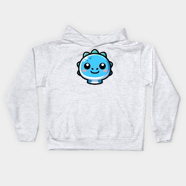 Blue Dinosaur Emoji Kids Hoodie by OddHouse